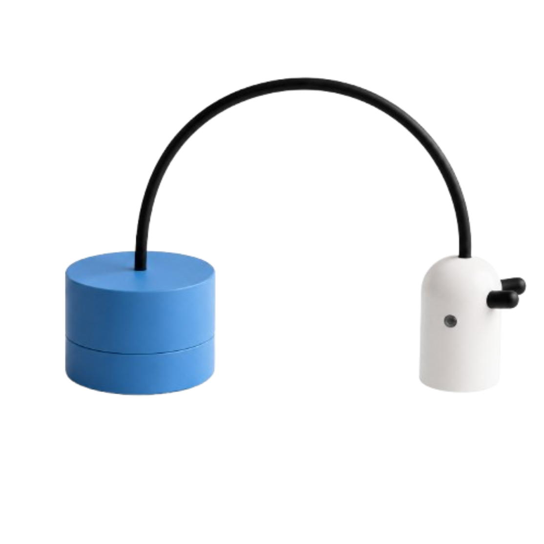 Foomie final product — blue base, flexible neck, white camera head